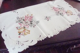 Jin Liu Tablecloth Embroidered, Applied Beige Flowers and red Candles 33x33 [18] - £49.75 GBP