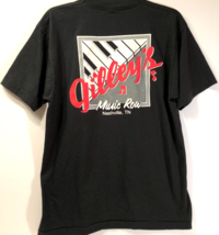 Mickey Gilley&#39;s Music Row Nashville TN Vintage 80s Double Sided Black T-Shirt L - £54.06 GBP