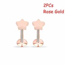 2PCs Women Body Piercing Jewelry Labrets Lip Barbell Bar Tragus Earrings Star Sh - £7.07 GBP+