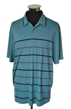 Greg Norman Golf Shirt Men&#39;s Size XL Teal w Navy Blue Striped Front Solid Back - £15.28 GBP