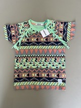 Indikidual Fringe Tee Kids 6/7Y Green Chili Patterned Short Sleeve - $278.01 MXN