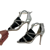 Jessica Simpson Silver &amp; Black Rhinestone Strappy Heels 9M/40 - $786.50 MXN