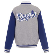 MLB Kansas City Royals Reversible Full Snap Fleece Jacket JHD Embroidered Logos  - £106.77 GBP