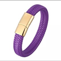 Pulsera de cuerda de cuero trenzado púrpura para hombre y mujer, brazale... - £15.58 GBP