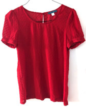 Pim &amp; Larkin polka dot sheer see-through red top shirt blouse women&#39;s XS... - £3.86 GBP