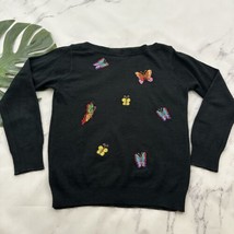 Rochelle Womens Vintage Sweater Size S Black Butterfly Embrodiered Pullover - $26.72