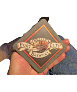 PORT CITY BREWERY Mobile AL Beer Coaster Vintage Bar Decor Steamboat Log... - $55.36 MXN