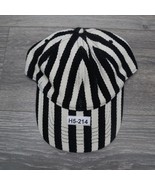 Womens Cap Adjustable One Size Black White Strap Back Casual Striped Fabric - £17.05 GBP