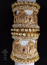 Gold Plated Bridal Style Wedding Chura Rajwadi Size Kundan Indian Jewelry Set - £99.01 GBP