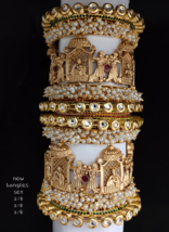 Gold Plated Bridal Style Wedding Chura Rajwadi Size Kundan Indian Jewelry Set - £100.26 GBP