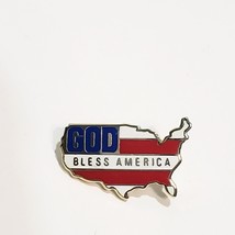 God Bless America United States Outline Vintage Lapel Pin Metal 1&quot; Patriotic - £9.49 GBP