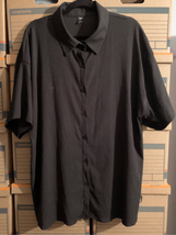 Black Crepe Blouse Button Up Shirt- Shein -S/S New No Tags 3XL Plus Size - £9.89 GBP