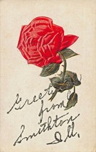 Greetings From Smithton ILLINOIS-ROSE-GLITTER 1910s Postcard - £4.68 GBP
