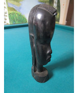 EBONY WOOD AFRICAN BESMO HAND CARVING IN KENYA WOMAN FACE 9&quot; original - $109.96 CAD