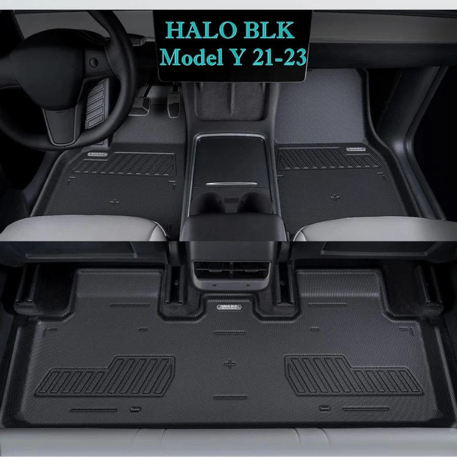 Blk car floor mats compatible with tesla model y 2023 2021 all weather protection model thumb200