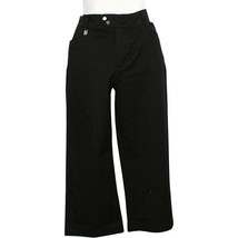RALPH LAUREN Black Stretch Cotton Twill Logo Tab Zip Back Pocket Capri Pants 16 - £32.47 GBP