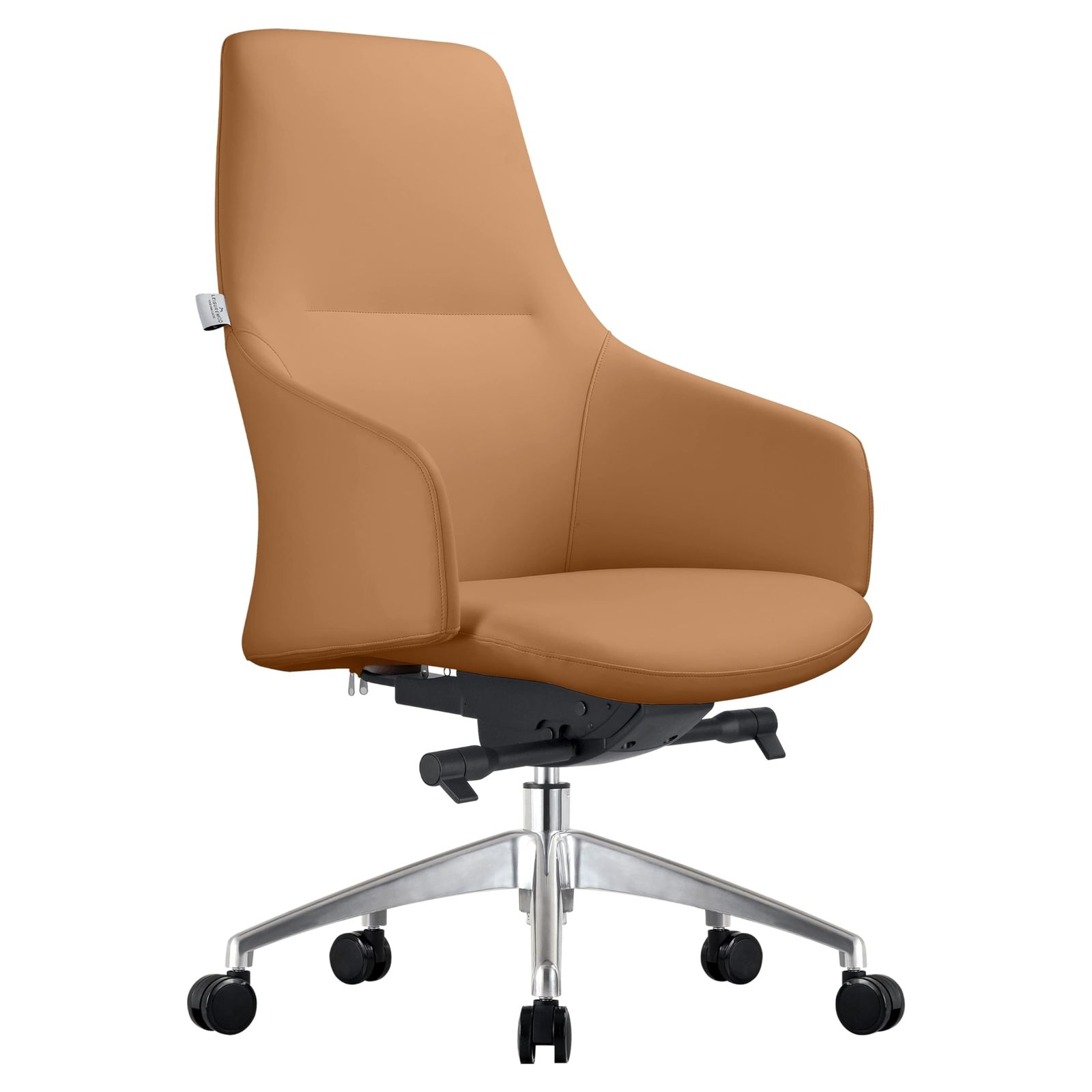 LeisureMod Mid-Century Modern Conference Office Chair  Upholstered Faux... - $533.52