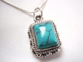 Simulated Turquoise 925 Sterling Silver Pendant you will receive exact item - $11.69
