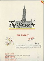 The Brussels Restaurant Menu Arlington Texas Fair Organ 1984 Kiekefretter - £29.56 GBP