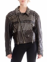 Women&#39;s Black Color Genuine Leather Silver Love Hate Full Studded Zipper... - £242.83 GBP