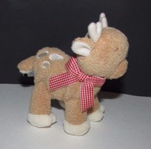 Baby Gund Plush Aboo reindeer rattle red gingham scarf  4.5&quot;  88886 soft... - £5.53 GBP