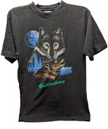 Gatlinburg TN Wolves Howl At Moon T-Shirt Black Size L Sherry&#39;s Best Wolf  - $19.79