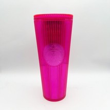 2023 Starbucks Summer Pleated Magenta 24oz Cold Cup Tumbler No Straw - £15.75 GBP
