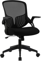 Ergonomic Desk Chair Mesh Home Office Chair With Flip Up Armrests Mid, Black - £123.06 GBP