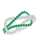 ANGARA 0.84Ct Encrusted Emerald and Diamond Infinity Knot Ring in 14K Wh... - $2,836.68