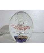 Vintage extra large 5&quot; Dynasty Gallery blue/gold/white egg shape paperwe... - $79.99