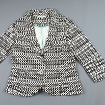 CABI #298 Du Jour black white geometric 3/4 sleeve cropped blazer Size 4 - £16.94 GBP