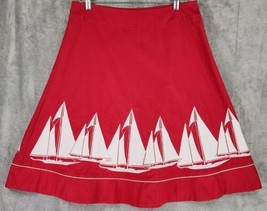 Liz Claiborne Skirt Womens 12P Red White Sailboat American Getaway Vinta... - £55.31 GBP