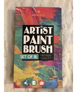 Benicci Paint Brush Set of 16 + 1 Flat Brush Pallete Knife &amp; Sponge Nylo... - £23.99 GBP