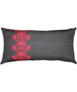 Charcoal Scroll Outdoor Throw Pillow 12x24, with Polyfill Insert - £31.93 GBP