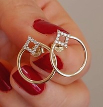 2Ct Round Lab Created Diamond Women Wedding Stud Earring 14K Yellow Gold Plated - £134.53 GBP