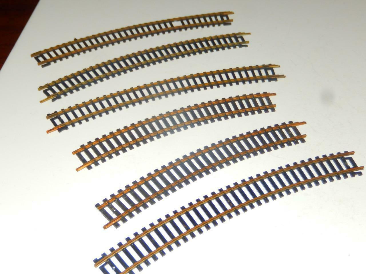 HO BRASS CURVES - 6 SECTIONS - 15&quot; &amp; 18&quot; RADIUS - GOOD - W80 - $1.53