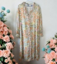 VINTAGE BULLOCKS WILSHIRE PEACH green blue Floral ROBE Snaps delicate da... - £70.44 GBP