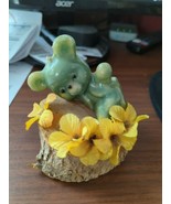 very strange vintage green bear candle lying on a stump - $13.55 CAD