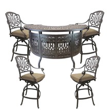 Patio bar set Elisabeth outdoor furniture 5pc 1 table and 4 swivel bar stool&#39;s. - £2,366.46 GBP