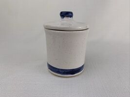 Vintage McCoy Honey Pot Stoneware Honey Pot in Gray with Blue Band Trim ... - $17.99
