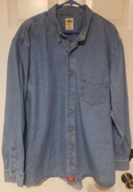 Dickies Mens Size 2XT Denim Shirt LS Light Wash Button Front Biker Grunge Cowboy - £12.97 GBP