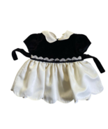 Vintage Baby Girl Dress 0-3M Christmas Black &amp; White Velvet Fancy Holida... - $37.15