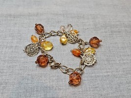 Vintage Autumn Amber Tone Silver Tone Bracelet, 2.25&#39;&#39; Diameter - €6,07 EUR
