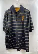 Antigua Men&#39;s Arizona State Striped Short Sleeve Polo Shirt-Black/Gold/W... - $30.70