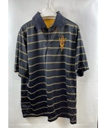 Antigua Men&#39;s Arizona State Striped Short Sleeve Polo Shirt-Black/Gold/W... - $42.12 CAD