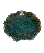 Iridescent Blue Carnival Indiana Glass Scallop Edge Starburst Diamond Bo... - £12.59 GBP