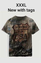 Biking In The USA Motorcycle T-shirt Printed Both Sides XXL (46-48) - £23.30 GBP