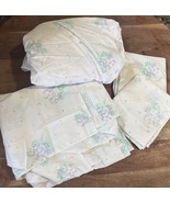 Vtg Tastemaker White Floral Full Size Bed Linen Set Complete Cotton Blen... - $544.35 MXN