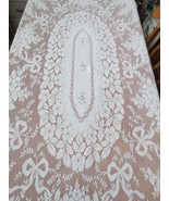 Vintage Lace Floral Tablecloth Ecru 53&quot; x 80&quot;  C11 - $60.00