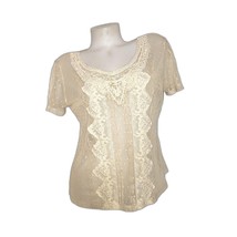 Cynthia Rowley Ivory Sheer Lace Blouse Top Womens Size Large - £19.36 GBP